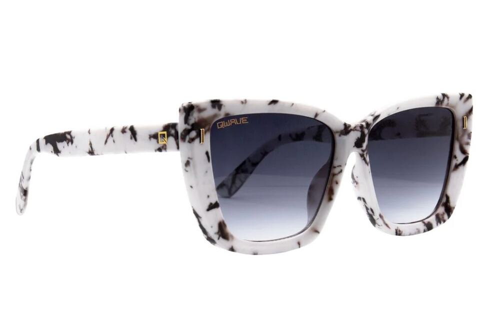 Women's Cat Eye Marble Frame Grey Gradient Oversized Sunglasses White Black New